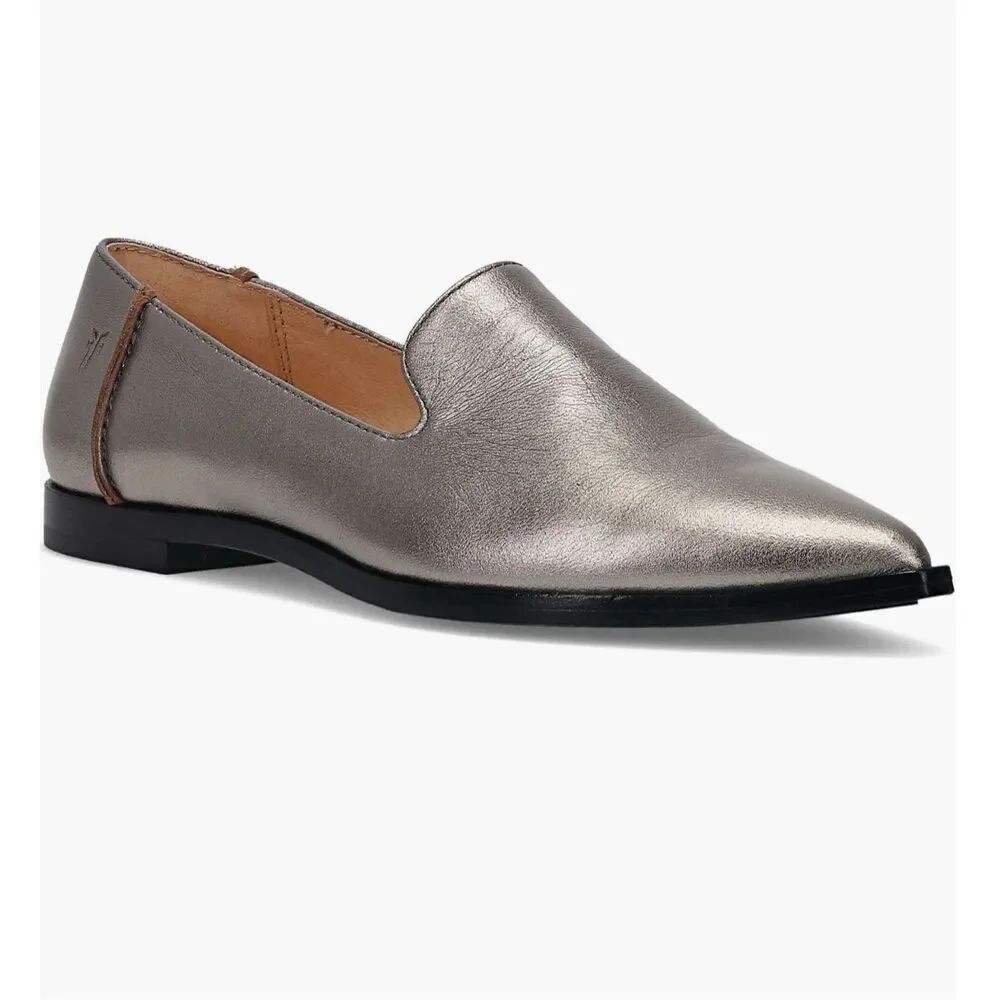 Frye KENZIE VENETIAN dark pewter leather loafers size 8.5 NWB